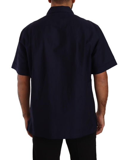 Dolce & Gabbana Navy Blue Button Down Short Sleeves Shirt
