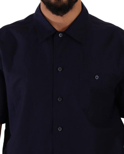 Dolce & Gabbana Navy Blue Button Down Short Sleeves Shirt