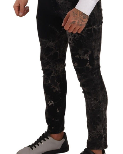 Dolce & Gabbana Black Patterned Skinny Slim Fit Jeans