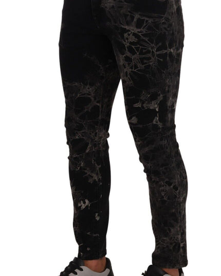 Dolce & Gabbana Black Patterned Skinny Slim Fit Jeans