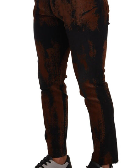 Dolce & Gabbana Black Brown Tie Dye Cotton Skinny Denim Jeans