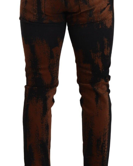 Dolce & Gabbana Black Brown Tie Dye Cotton Skinny Denim Jeans