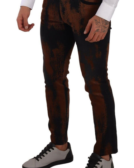 Dolce & Gabbana Black Brown Tie Dye Cotton Skinny Denim Jeans