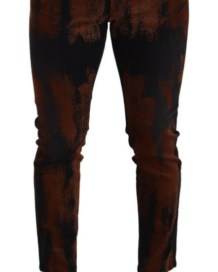 Dolce & Gabbana Black Brown Tie Dye Cotton Skinny Denim Jeans