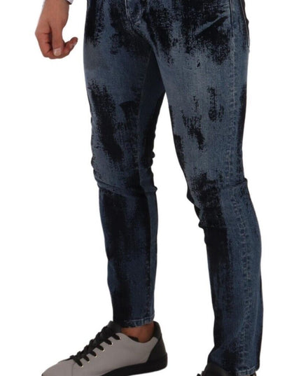 Dolce & Gabbana Blue Black Cotton Skinny Denim Jeans