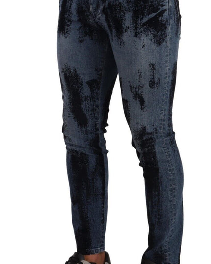 Dolce & Gabbana Blue Black Cotton Skinny Denim Jeans
