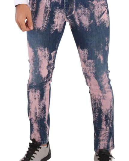Dolce & Gabbana Blue Pink Tie Dye Cotton Skinny Denim Jeans