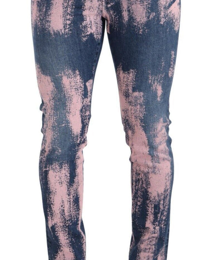 Dolce & Gabbana Blue Pink Tie Dye Cotton Skinny Denim Jeans