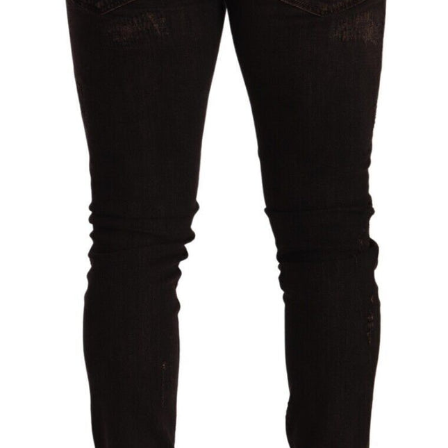 Dolce & Gabbana Brown Distressed Slim Fit Skinny Denim Jeans