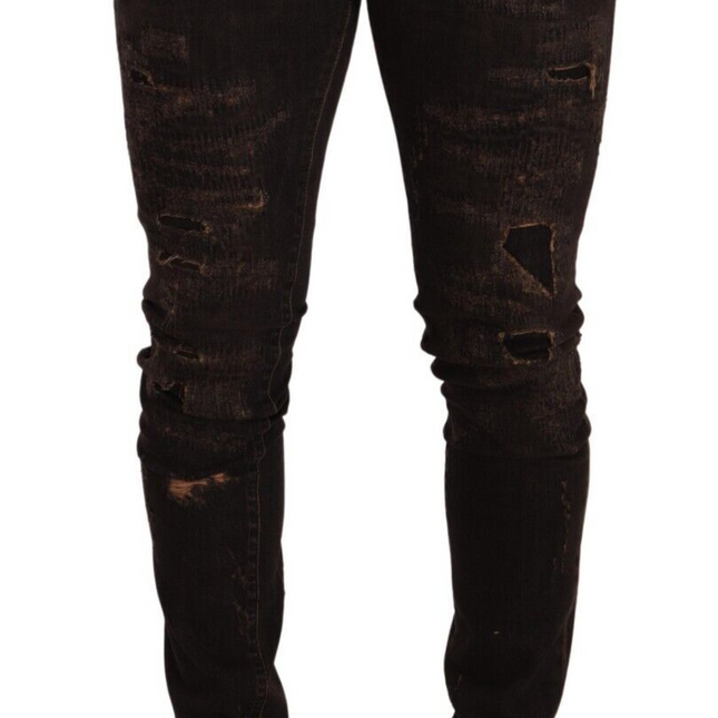 Dolce & Gabbana Brown Distressed Slim Fit Skinny Denim Jeans