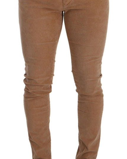 Dolce & Gabbana Brown Corduroy Cotton Skinny Slim Fit Jeans