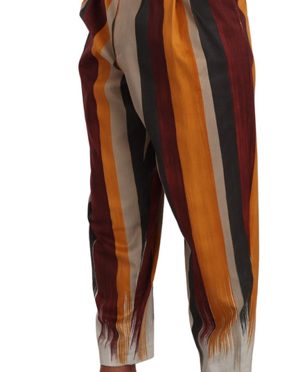 Dolce & Gabbana Multicolor Striped Cotton Tapered Trouser Pants