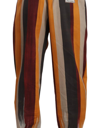 Dolce & Gabbana Multicolor Striped Cotton Tapered Trouser Pants
