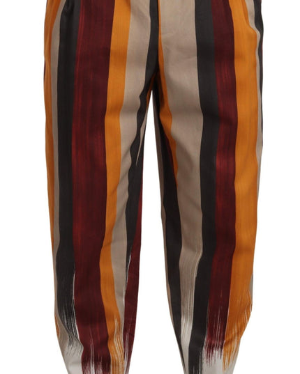 Dolce & Gabbana Multicolor Striped Cotton Tapered Trouser Pants