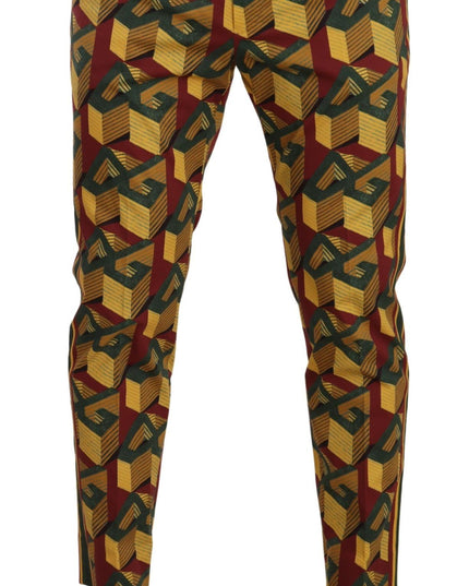 Dolce & Gabbana Multicolor Logo Mania Cotton Tapered Trouser Pants