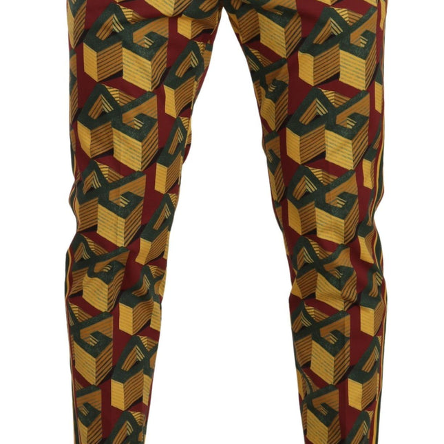 Dolce & Gabbana Multicolor Logo Mania Cotton Tapered Trouser Pants