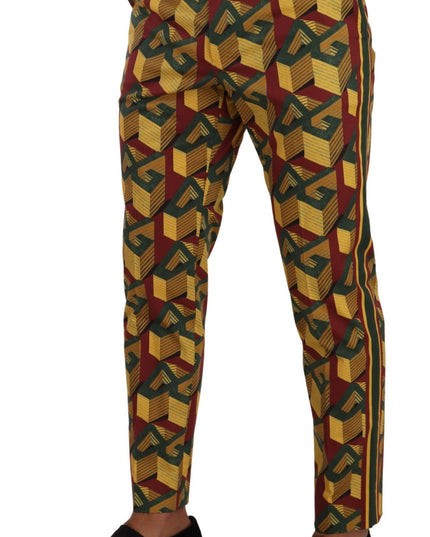 Dolce & Gabbana Multicolor Logo Mania Cotton Tapered Trouser Pants