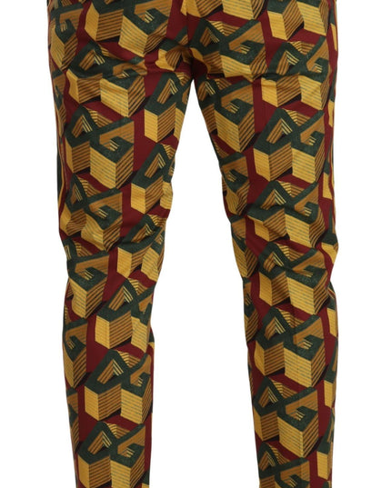 Dolce & Gabbana Multicolor Logo Mania Cotton Tapered Trouser Pants