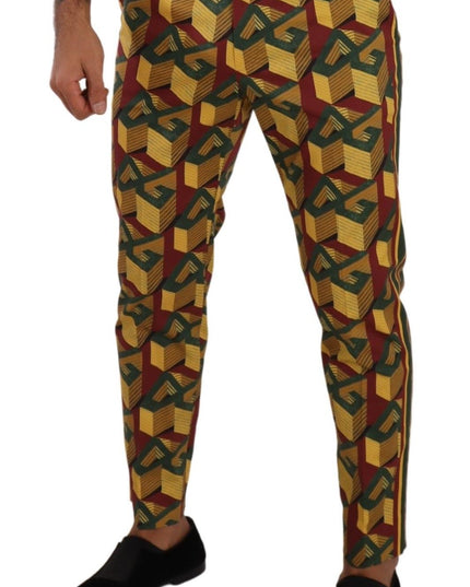 Dolce & Gabbana Multicolor Logo Mania Cotton Tapered Trouser Pants