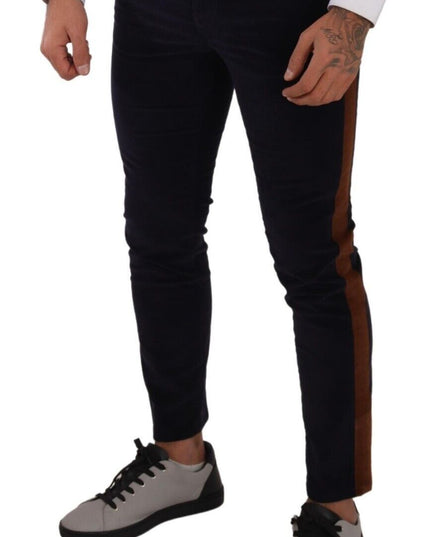 Dolce & Gabbana Blue Cotton Stretch Skinny Corduroy Jeans