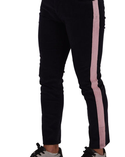 Dolce & Gabbana Blue Corduroy Cotton Stretch Skinny Jeans