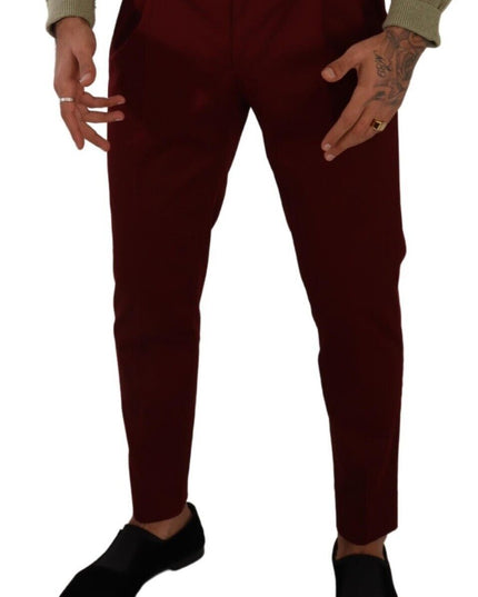 Dolce & Gabbana Dark Red Cotton Mens Chinos Trouser Dress Pants