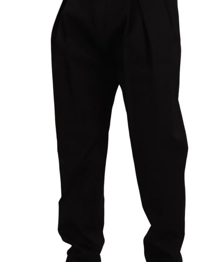 Dolce & Gabbana Black Cotton High Waist Men Trouser Dress Pants