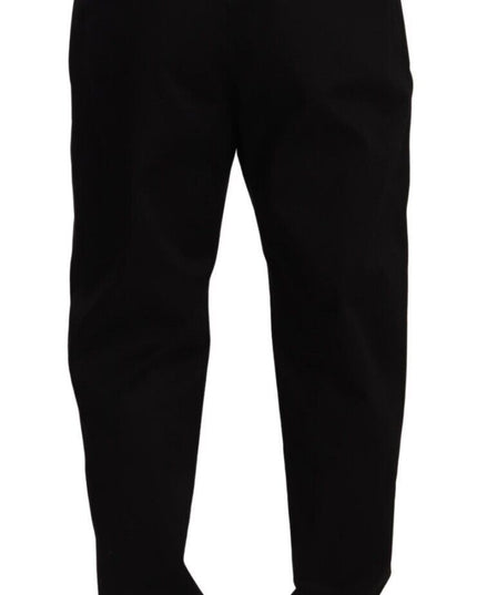 Dolce & Gabbana Black Cotton High Waist Men Trouser Dress Pants