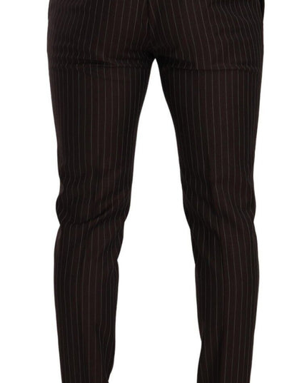 Dolce & Gabbana Brown Striped Wool Formal Trouser Dress Pants