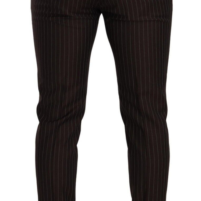 Dolce & Gabbana Brown Striped Wool Formal Trouser Dress Pants