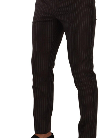 Dolce & Gabbana Brown Striped Wool Formal Trouser Dress Pants