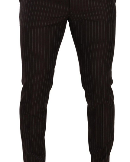 Dolce & Gabbana Brown Striped Wool Formal Trouser Dress Pants