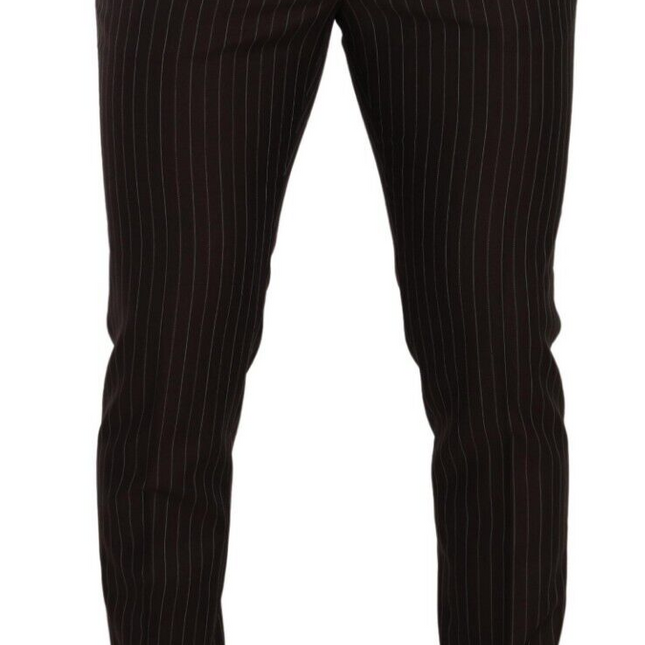 Dolce & Gabbana Brown Striped Wool Formal Trouser Dress Pants