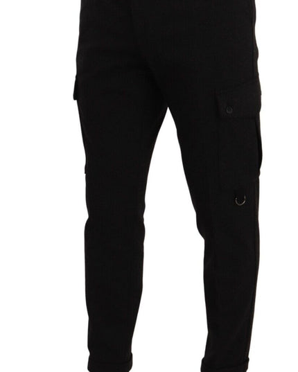 Dolce & Gabbana Black Viscose Cargo Skinny Men Trouser Pants