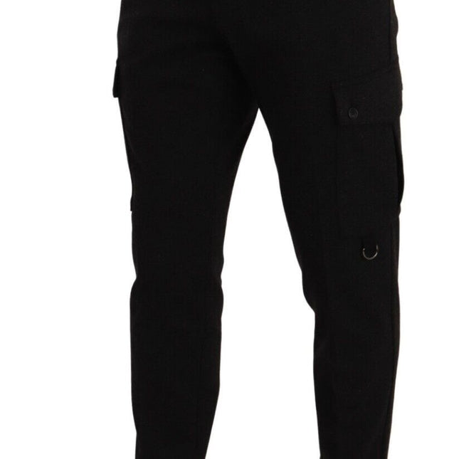 Dolce & Gabbana Black Viscose Cargo Skinny Men Trouser Pants