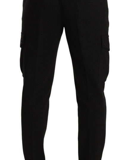 Dolce & Gabbana Black Viscose Cargo Skinny Men Trouser Pants