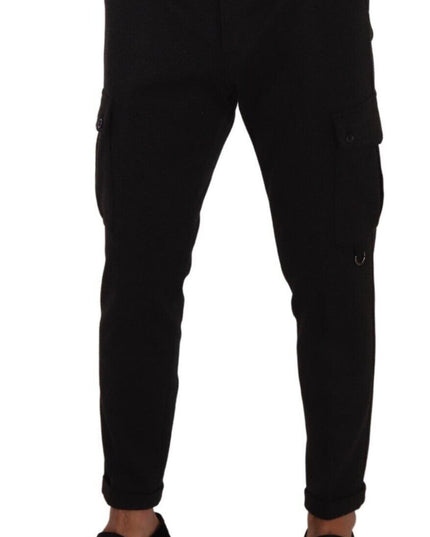 Dolce & Gabbana Black Viscose Cargo Skinny Men Trouser Pants