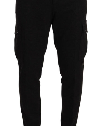 Dolce & Gabbana Black Viscose Cargo Skinny Men Trouser Pants