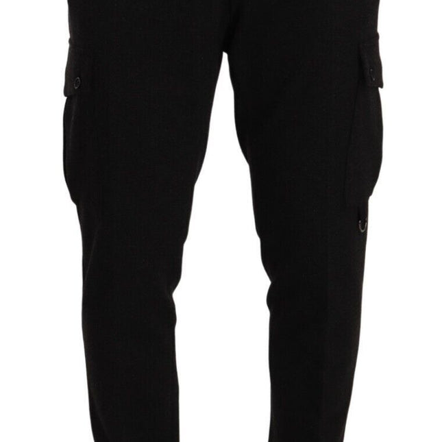 Dolce & Gabbana Black Viscose Cargo Skinny Men Trouser Pants