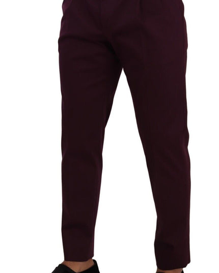 Dolce & Gabbana Purple Cotton Tapered Chinos Dress Pants
