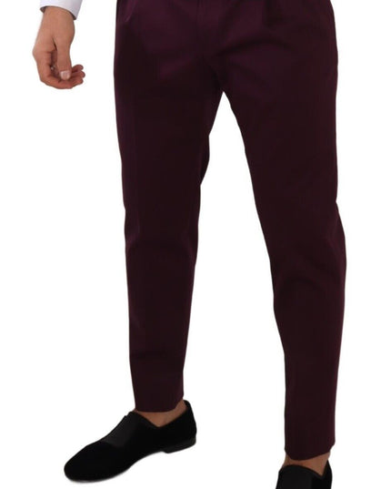 Dolce & Gabbana Purple Cotton Tapered Chinos Dress Pants