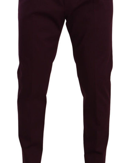 Dolce & Gabbana Purple Cotton Tapered Chinos Dress Pants