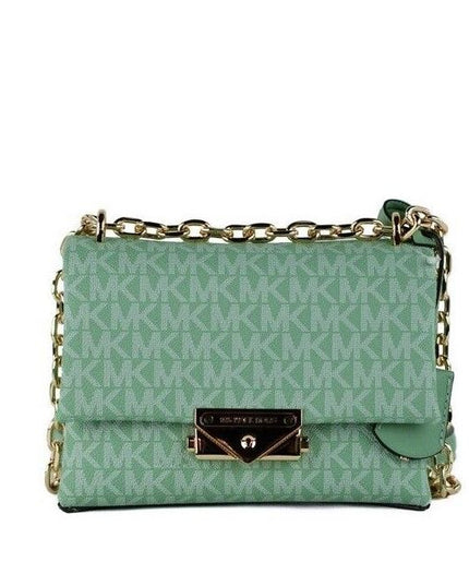 Michael Kors Cece Small Sea Green Signature PVC Convertible Flap Crossbody Bag