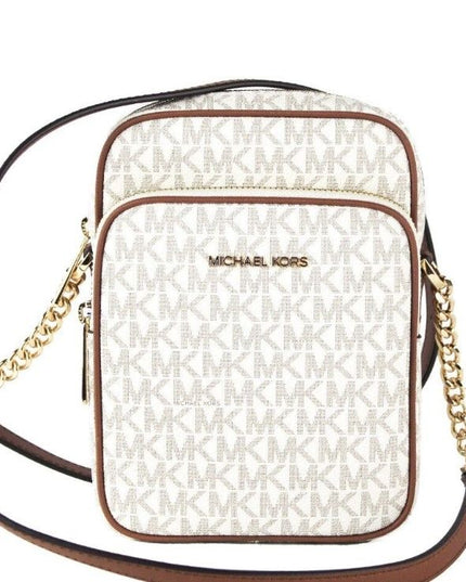 Michael Kors Jet Set Medium Vanilla PVC North South Chain Crossbody Handbag