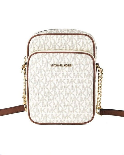 Michael Kors Jet Set Medium Vanilla PVC North South Chain Crossbody Handbag