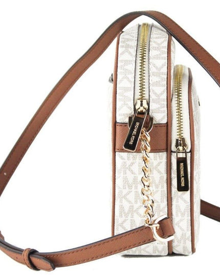 Michael Kors Jet Set Medium Vanilla PVC North South Chain Crossbody Handbag