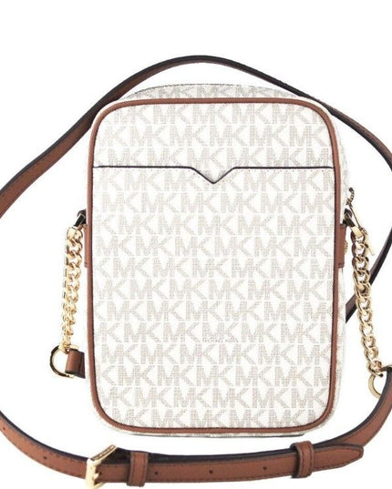 Michael Kors Jet Set Medium Vanilla PVC North South Chain Crossbody Handbag