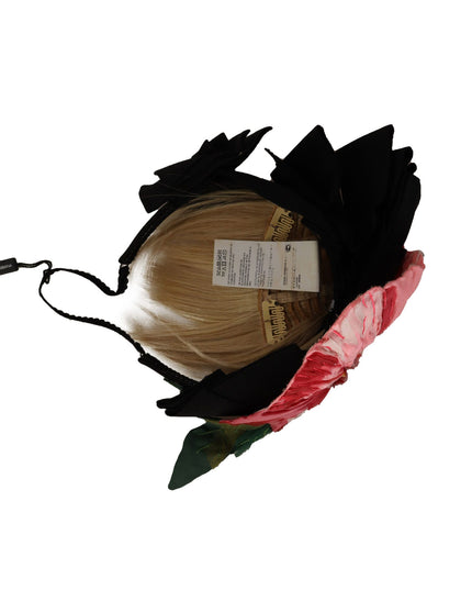 Dolce & Gabbana Black Silk White Hair Parrucchiera Diadem Headband