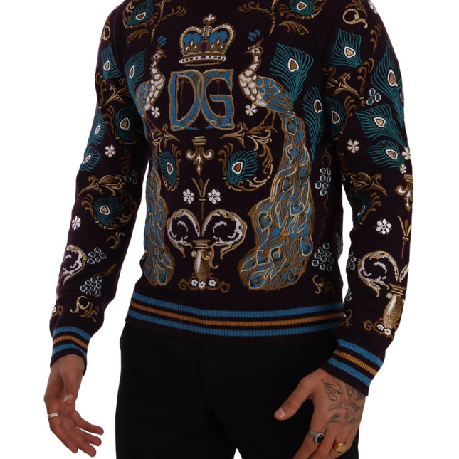 Dolce & Gabbana Bordeaux Cashmere DG Crown Embroidered Sweater