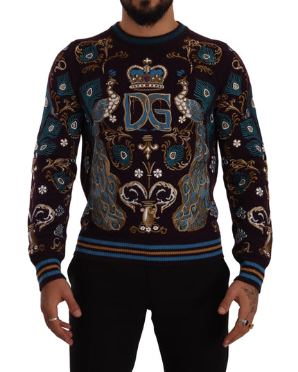Dolce & Gabbana Bordeaux Cashmere DG Crown Embroidered Sweater